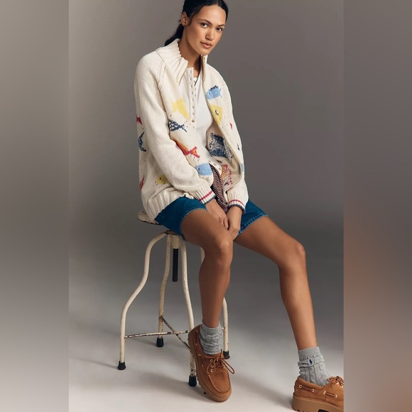 Anthropologie Sweaters - Anthropologie Pilcro Fish Icon Zip-Up Sweater